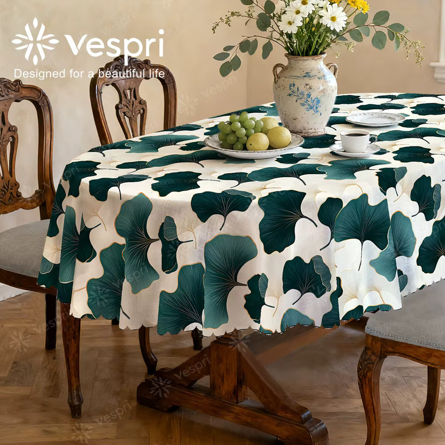 Vespri Frühlingstischdecke mit Blumenmuster in Grün und Weiß - Bild 3