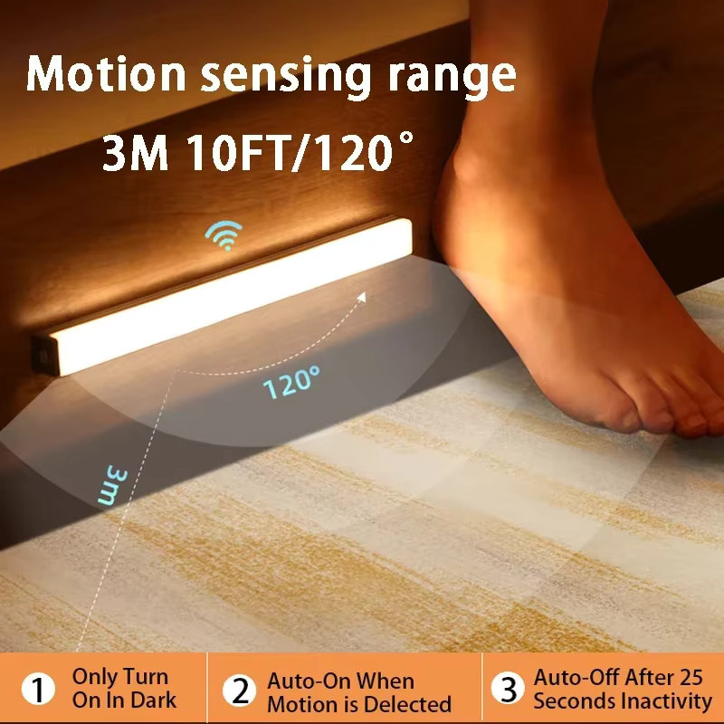 TLEDMP LED-Nachtlicht mit Bewegungsmelder in Weiß, magnetische Installation mit USB-Aufladung, warmweißes Licht für Treppen, Flur und Schränke - Bild 3