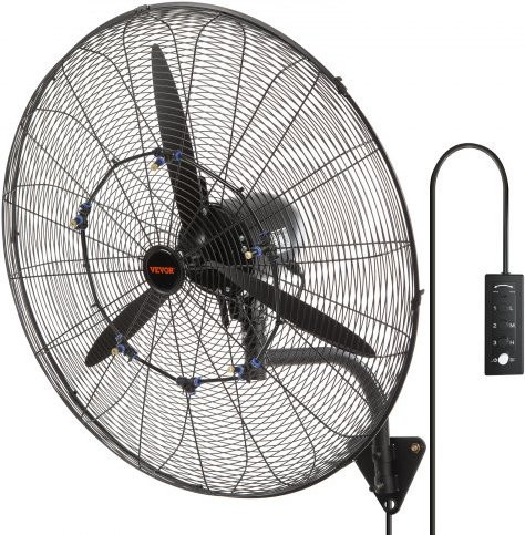 VEVOR Industrieller Nebelventilator, wasserfester Ventilator in Schwarz, 3 Geschwindigkeiten, 9500 CFM, für Lagerhallen, Gewächshäuser und Werkstätten - Bild 1