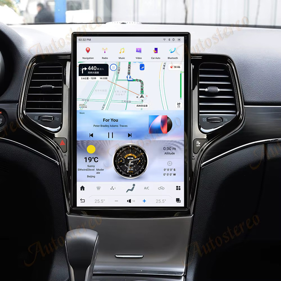 ZWNAV Android Multimedia Player im Tesla Stil für Jeep Grand Cherokee 2010-2021 mit 14,4 Zoll Display, GPS Navigation, 128 GB Speicher, Schwarz/Gold - Bild 6