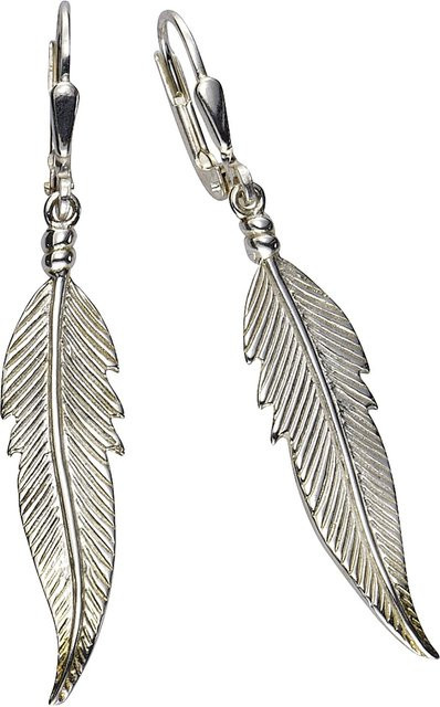 Zeeme Ohrringe, 925 Silber, Feder-Motiv, 45mm, Damen - Bild 1