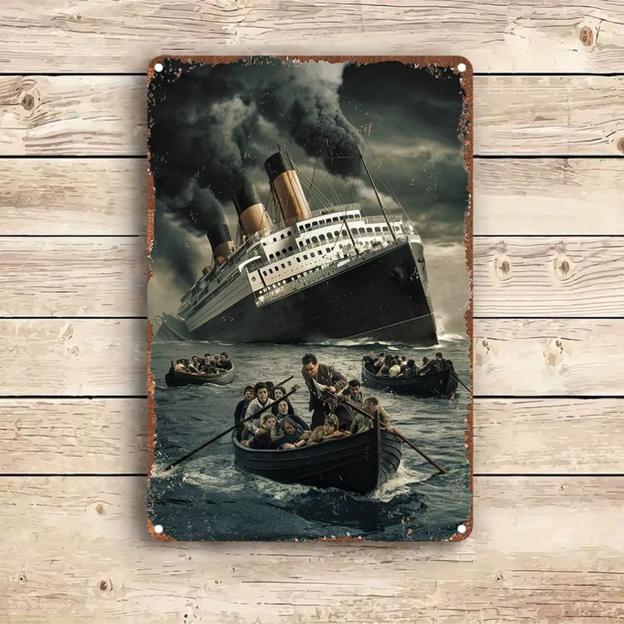 HELLOYOUNG Vintage Titanic Metallblechschild aus Aluminium als rustikale Wandkunst zur Dekoration, Rechteckig, B: 30,0 cm, H: 20,0 cm, T: 20,0 cm - Bild 4