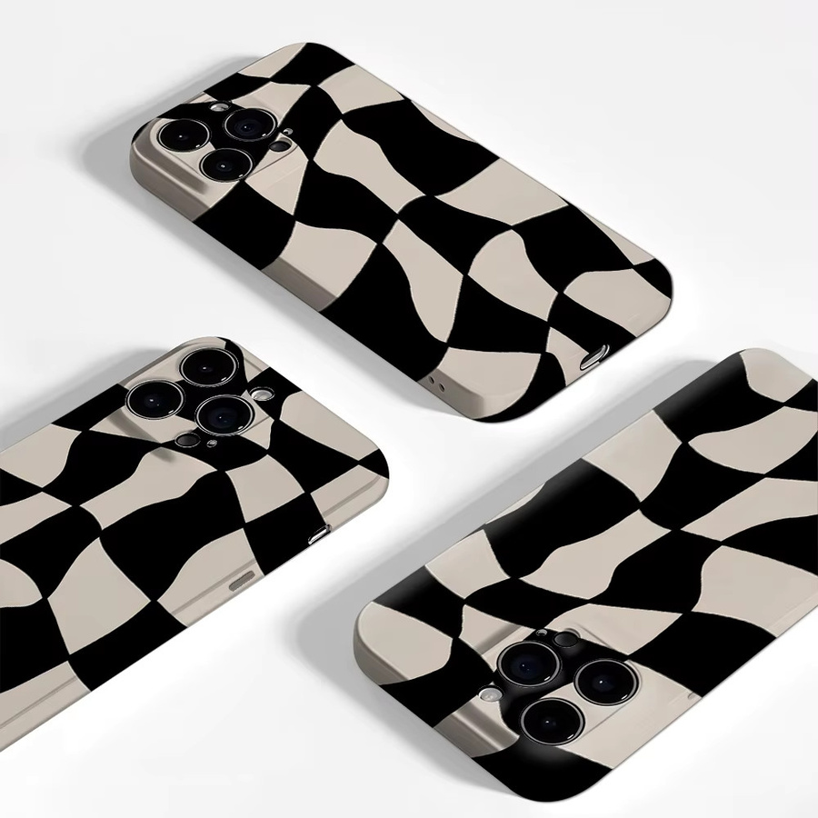 Potdemiel Wellenförmige Schachbrett-Handyhülle für iPhone 17 16 15 14 13 Pro Max Plus mit Magnetfunktion in Multicolour - Bild 3