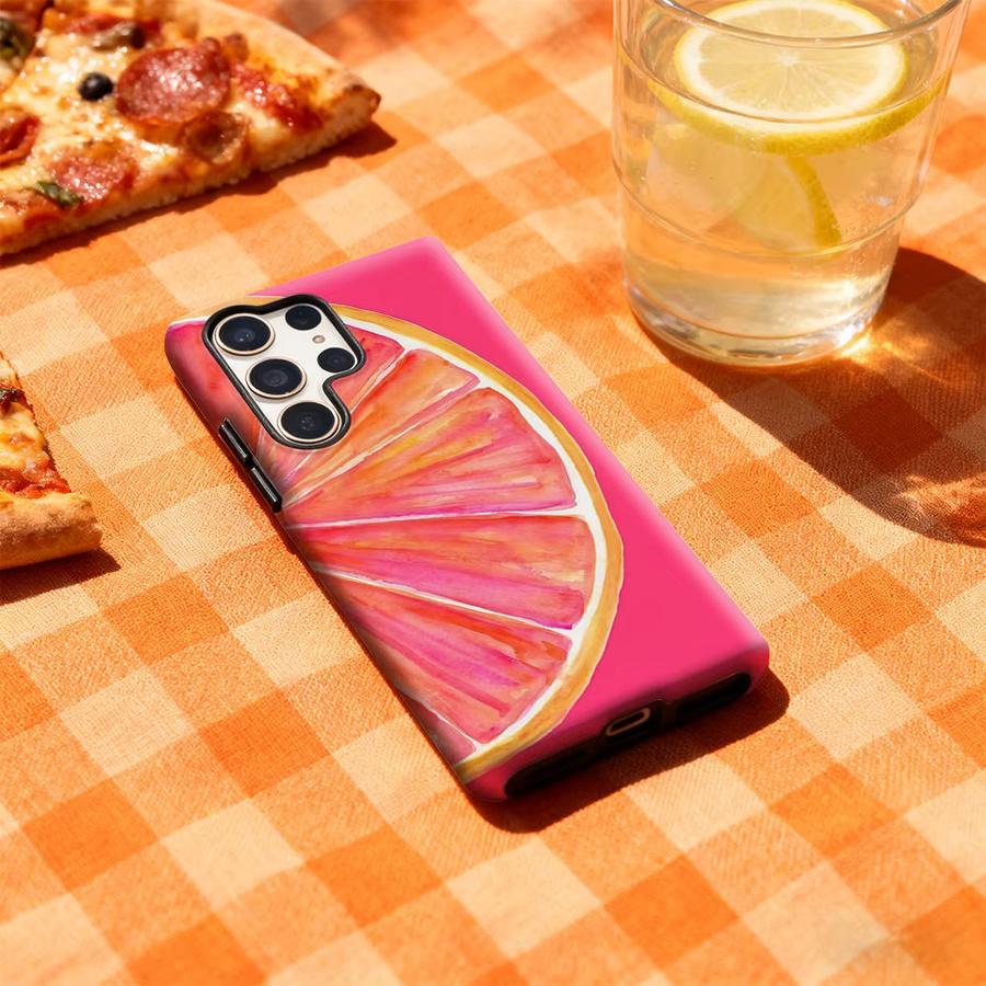Potdemiel Handyhülle mit Aquarell-Grapefruit-Design in Pink für Samsung Galaxy S25 Ultra, S24 und S23 Ultra Plus mit glänzender doppellagiger Rückseite - Bild 3