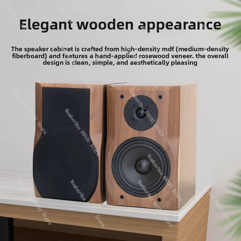 HIFI-Regallautsprecher 2.0 Set aus Holz, passives 2-Wege-Paar, 6,5 Zoll, Braun - Bild 3