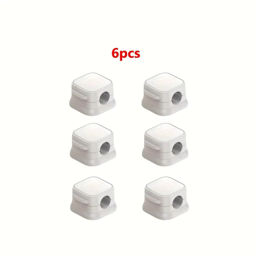 6er Set PVC Kabelklemmen Organizer in Weiß zur selbstklebenden Kabelhalterung für Zuhause und Büro - Bild 3