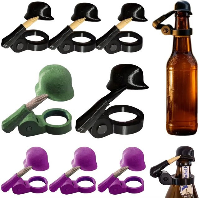 Potdemiel Helm-Flaschenverschlüsse aus Kunststoff für Craft-Bier, wiederverwendbare Staubdichte Kappen in Salutierende Pose - Bild 1