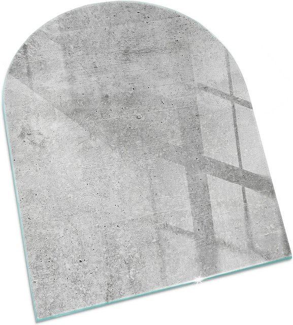 Tulup Kaminglasplatte in Halbkreis-Form mit Rohbetonstruktur, Farbe Grau, B: 80 cm, T: 70 cm - Bild 1