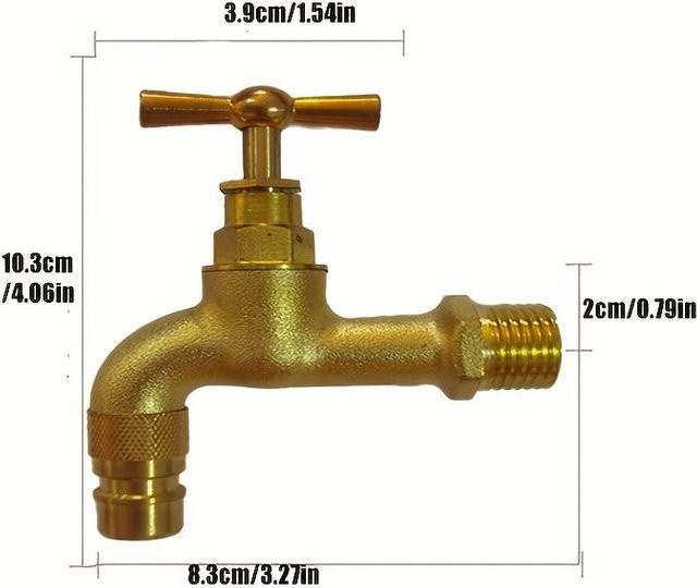Vollkupfer Wasserhahn im Vintage-Design für Waschmaschine und Außenbereich, frostschutz- und diebstahlsicher, 1 Stück - Bild 1