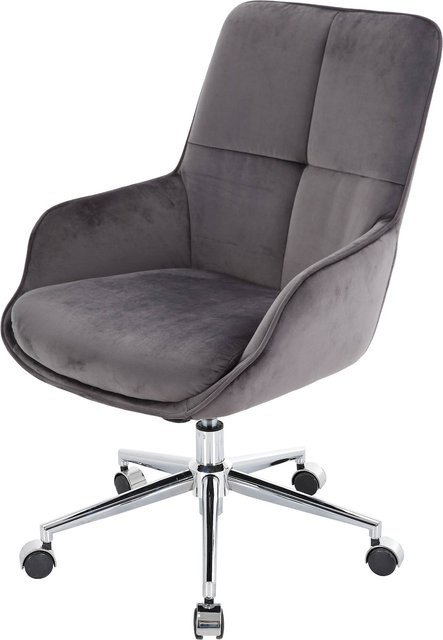 Bürostuhl MCW J64 Drehstuhl mit Armlehnen aus Samt in Dunkelgrau B/T/H: 64 x 64 x 120 cm - Bild 1