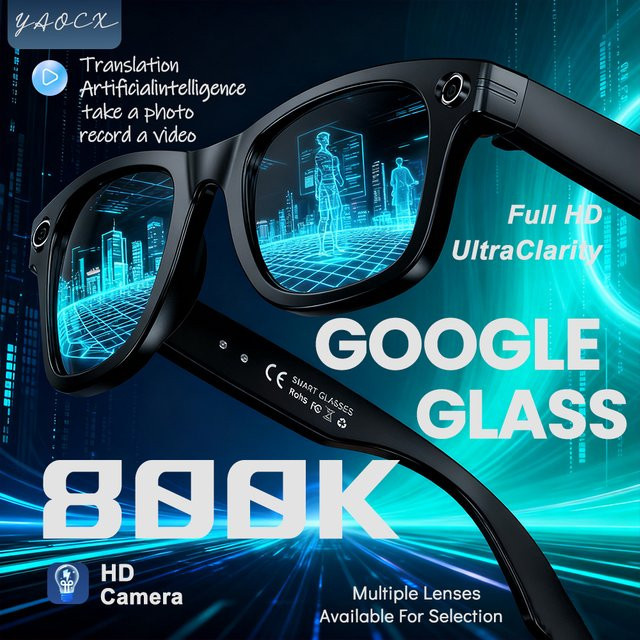 OUIO Intelligente KI-Übersetzungsbrille mit 4K-Kamera, Bluetooth, Objekterkennung und Musikanruf in Schwarz oder Blau - Bild 1