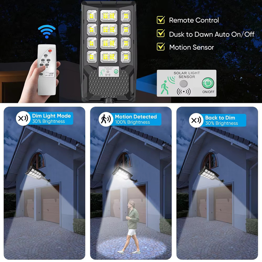 UMEXUS LED-Solarlampe für den Außenbereich mit Bewegungsmelder und Dämmerungssensor, weiß-schwarze Wandleuchte für Garten und Hof - Bild 4