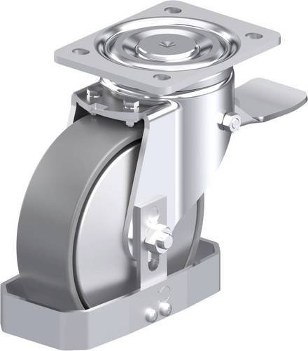 Blickle Stahlblech-Lenkrolle LH-PO 160K-ST-ELS-FA-FS in Grau mit 160 mm Rad-Durchmesser und 450 kg Tragfähigkeit - Bild 1