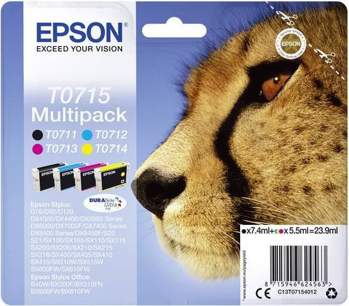 Epson T0715 Tintenpatronen Multipack C13T07154012 in Schwarz, Cyan, Magenta und Gelb - Bild 1