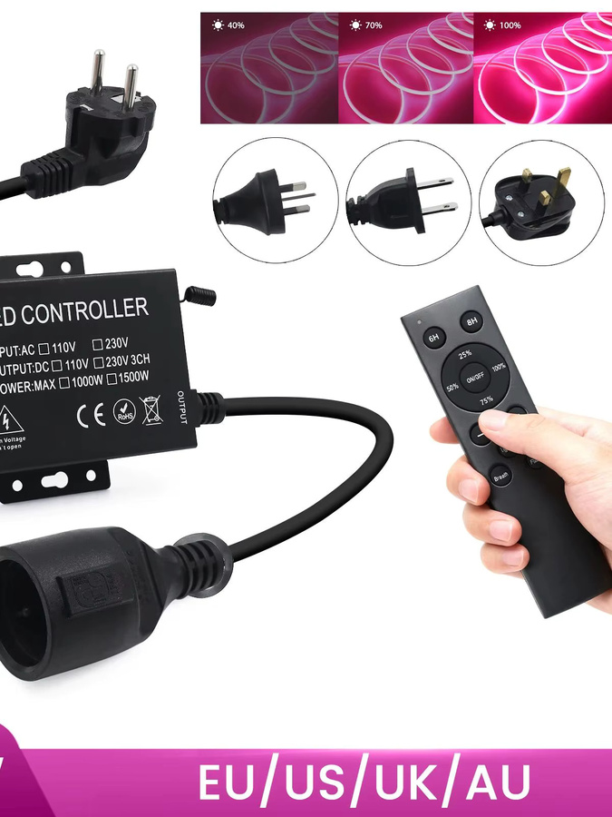 GAHADA Dimmbarer LED-Controller mit Fernbedienung in Schwarz für LED-Streifen und Weihnachts-Lichterketten, 400 W - Bild 6