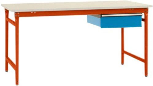 Manuflex BB5247.2001 BASIS stationärer Beistelltisch mit Kunststoff-Platte und Einzelschubfach in Orange/Multicolour, B/T/H: 125,0 x 80,0 x 78,0 cm - Bild 1
