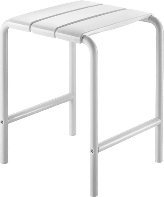 Delabie Duschhocker aus Aluminium und Kunststoff in Weiß und Blau mit rutschfester Oberfläche, B/T/H: 48 x 40 x 36 cm - Bild 1