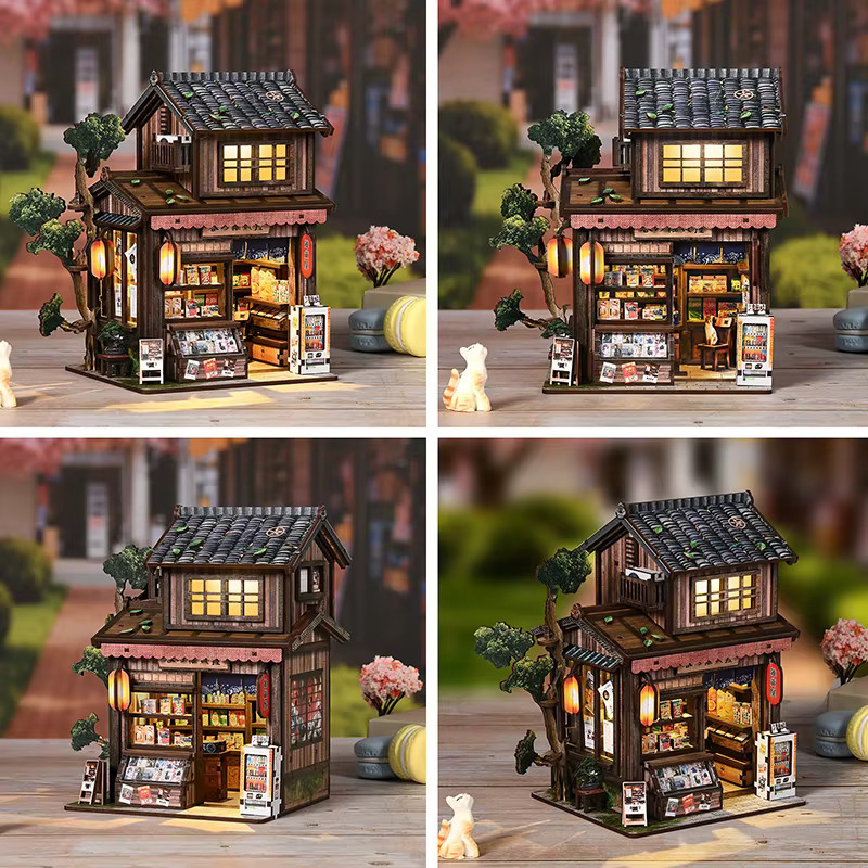 Battoom 3D-Puzzle DIY Holz-Buchnische Miniatur-Bausatz als Puppenhaus und Bücherregal für Erwachsene in Multicolor - Bild 4