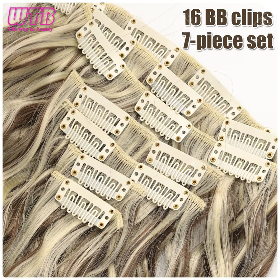 WTB Haarverlängerungen Clips-in, gewellt, blond-schwarz, Kunsthaar - Bild 2