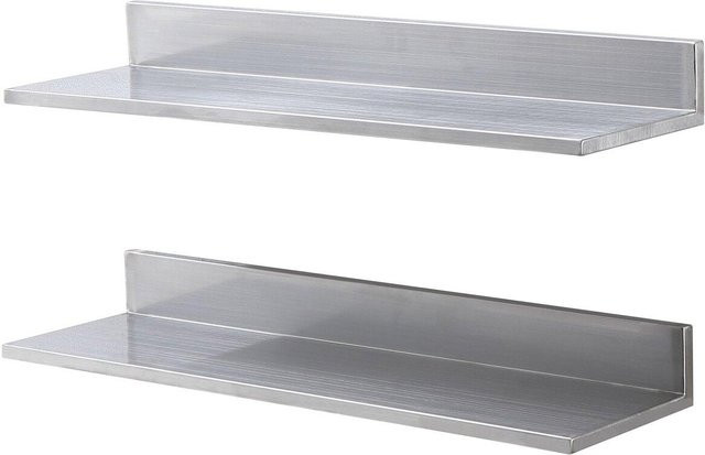 Wandmontiertes Edelstahlregal von Buying Solutions, MB mit Rückwand in Silber, Schwerlast-Lagerregal aus 430 Edelstahl - Bild 1