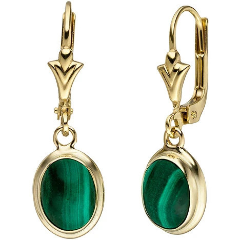 Colfem Ohrhänger 585 Gelbgold, Malachite, grün - Bild 1