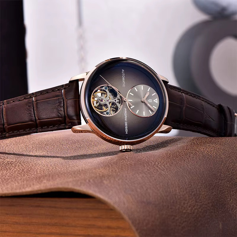 PAGANI DESIGN Armbanduhr Automatik, Leder, 42 mm, Herren, Roségold - Bild 5