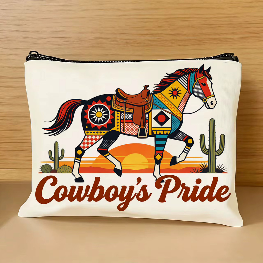 Multifunktionale Canvas-Tasche mit Wüstenpferd-Motiv und Reißverschluss - Bild 3
