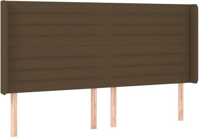 vidaXL Kopfteil mit Ohren in Dunkelbraun aus Stoff, B/T/H: 163 x 16 x 118/128 cm - Bild 1