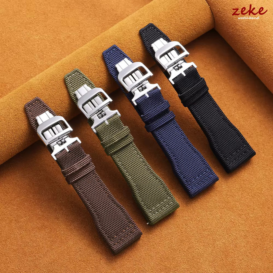 Uhrenarmband Sailcloth, Armeegrün, Nylon Canvas, Faltschließe, Herren - Bild 1