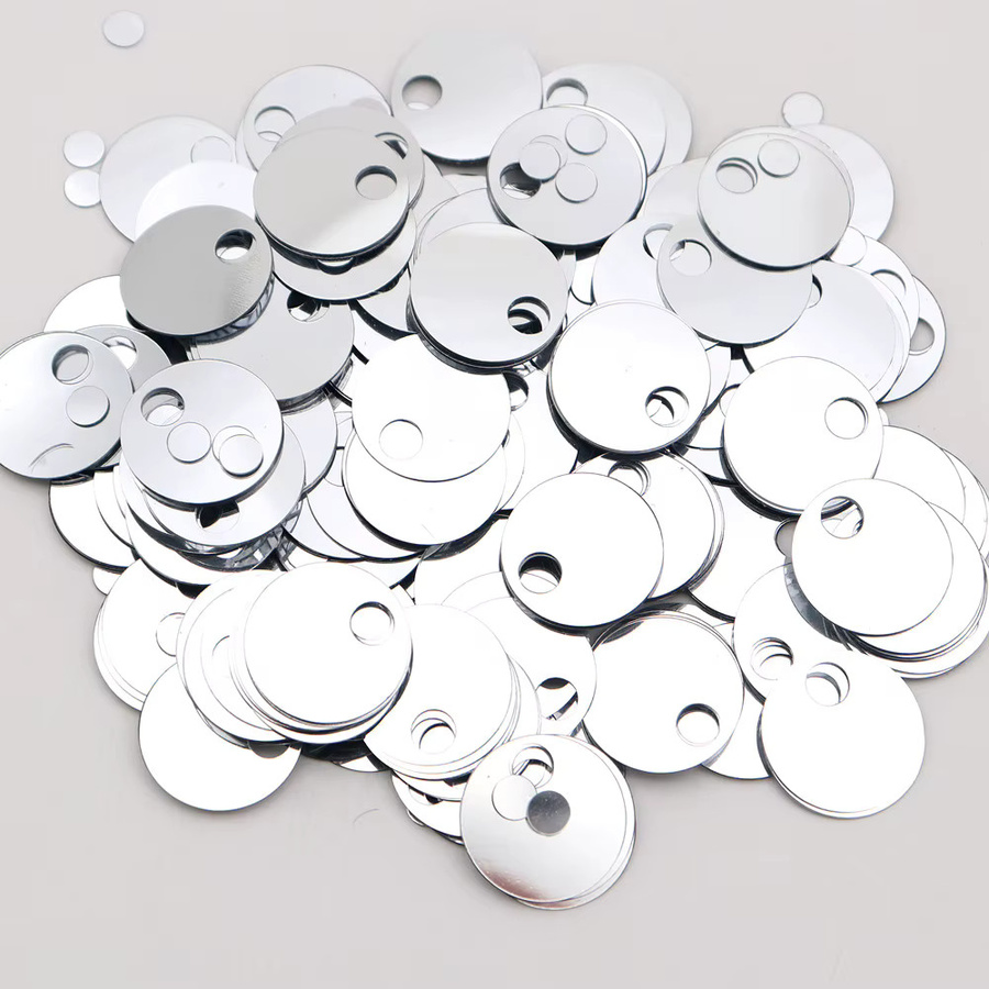 Silberne runde Pailletten aus PVC mit großem Loch für DIY Nähen, Basteln und Schmuckherstellung, Durchmesser: 3-30 mm - Bild 4