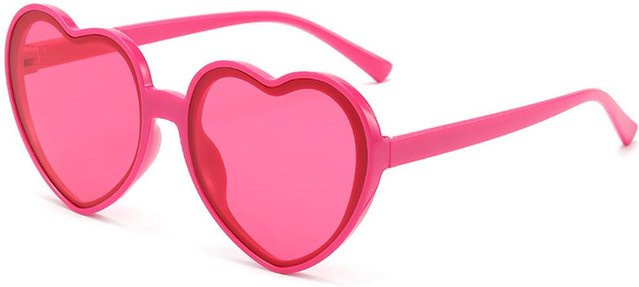 Herzförmige Sonnenbrille für Damen, Pink, Vollrand, Kunststoff - Bild 1