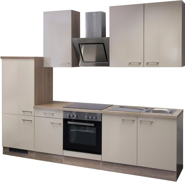 Flex-Well Exclusiv Küchenzeile Orlando in Kaschmir Glanz und Sonoma Eiche, Breite: 270 cm - Bild 1