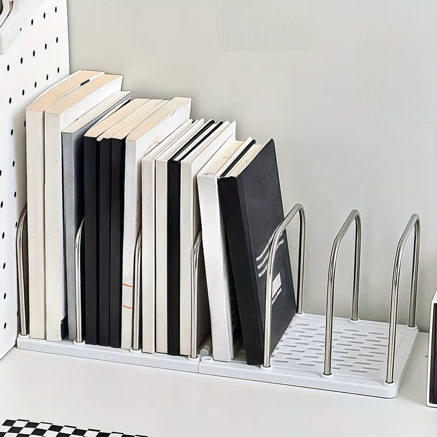 Schreibtisch Organizer in Weiß mit mehreren Fächern zur Aufbewahrung von Büchern, Dokumenten und Schreibutensilien - Bild 2