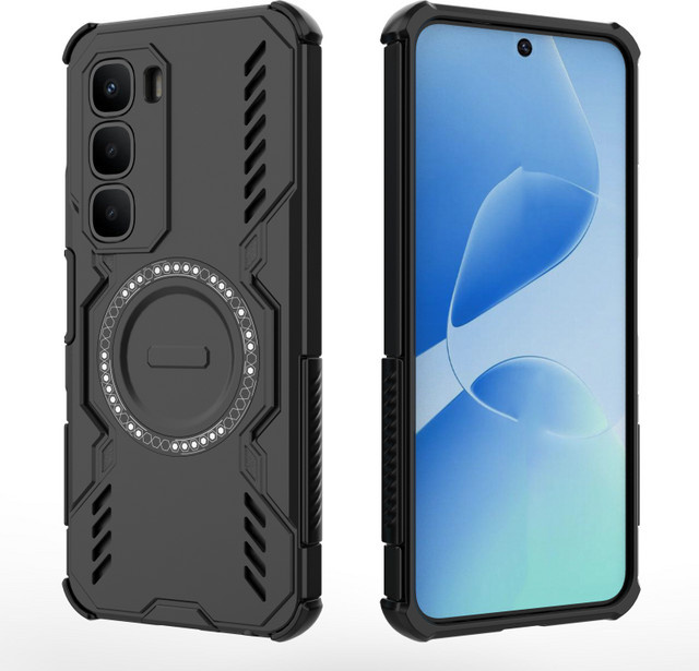 Stoßfeste magnetische TPU-Schutzhülle für Infinix Hot 60 5G und 60i 4G mit atmungsaktiver Wärmeableitung in Schwarz und Grün - Bild 1