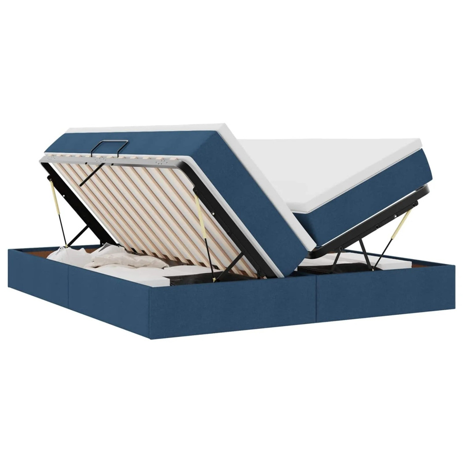 vidaXL Aufbewahrungsbett mit Matratze in Blau aus Polyester und Metall, B/T: 180 x 200 cm - Bild 2