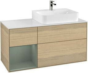 Villeroy & Boch Finion Waschtischunterschrank mit Abdeckplatte in Eichenfurnier und Lackierung, Farbe: Braun, Breite: 120 cm, Tiefe: 50,1 cm, Höhe: 50,1 cm - Bild 1
