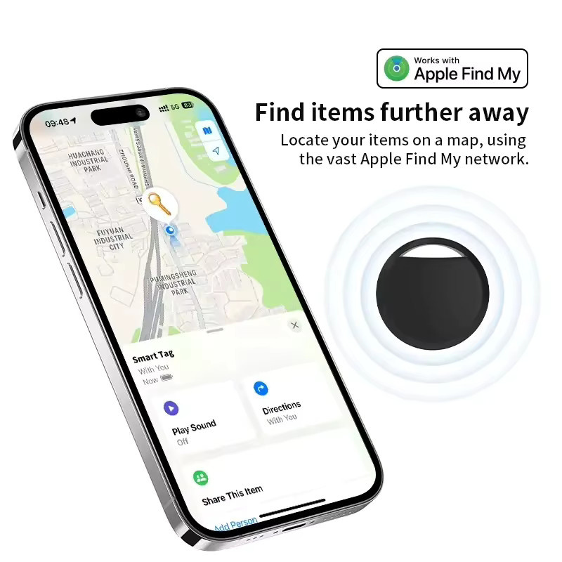 Apple Smart Tag Anti-Verlust-Tracker mit Bluetooth und GPS für die Find My App, kompatibel mit iOS, in Schwarz oder Weiß - Bild 2