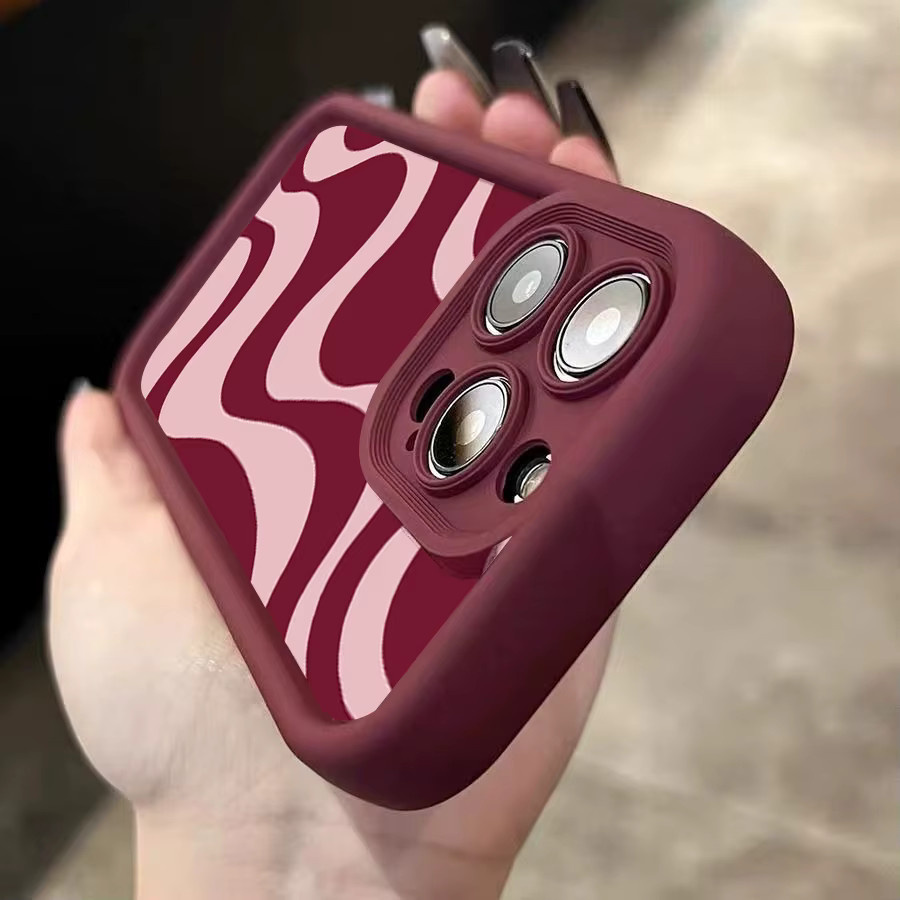 Modische iPhone Handyhülle mit roten Linien für Apple iPhone 11 bis iPhone 17 Pro Max in Rot - Bild 3