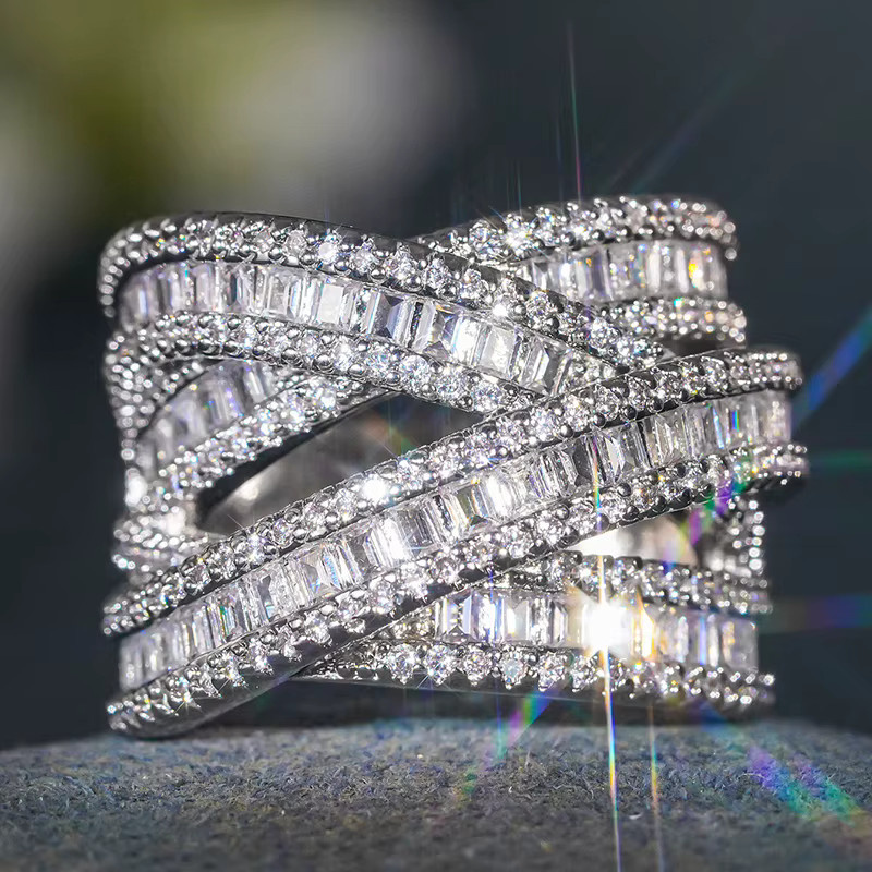 Huitan Damenring, Silber, Zirkonia, Kreuzdesign - Bild 2
