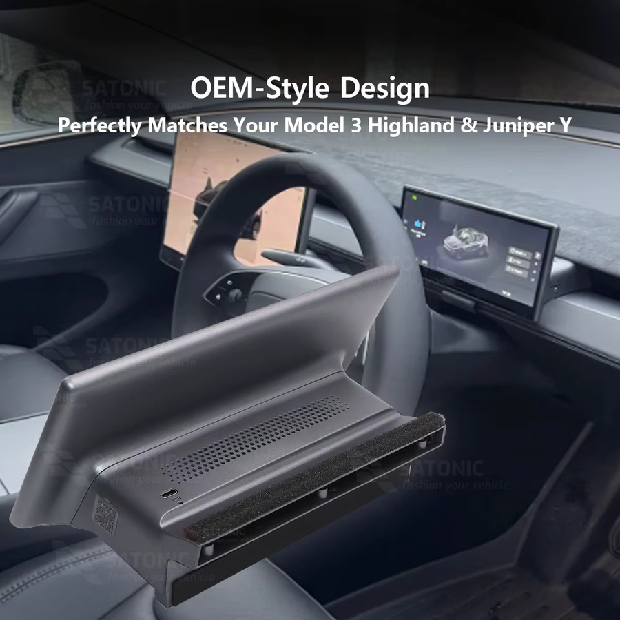 SATONIC Smart-Dashboard-Bildschirm 8,9 Zoll für Tesla Model Y und Model 3 Highland sowie Juniper, unterstützt CarPlay und Android Auto, Schwarz, ST89MAX - Bild 6