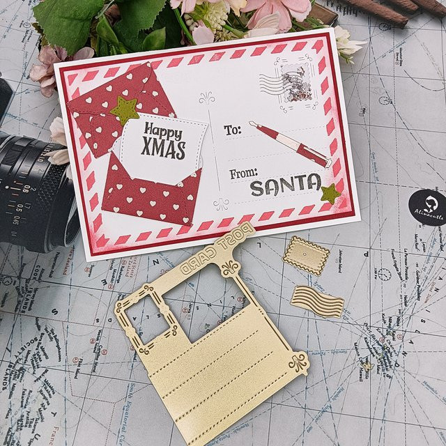 Alinacutle Metall Postkarte Gold für DIY-Grußkarten, Scrapbooking und Handwerk - Bild 1