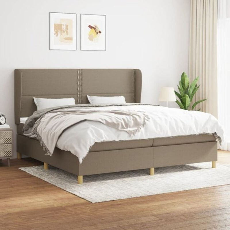 Vidaxl Boxspringbett mit Matratze in Taupe meliert aus Stoff, B/T: 200 x 200 cm - Bild 1
