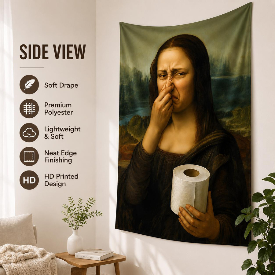 Humorvoller Wandbehang Mona Lisa Toilettenpapier Wandteppich von JMG Household Supplies, Mehrfarbig, Breite: 40 cm, Höhe: 60 cm - Bild 5