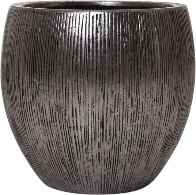 Pflanzkübel Antoine von Aplanta, Keramik, grau/silber, rund, B/T/H: 40 x 37 x 37 cm - Bild 1