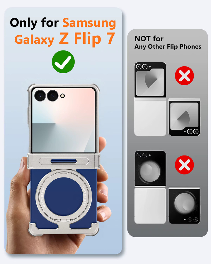 Stoßfeste Samsung Galaxy Z Flip 7 Handyhülle mit drehbarem Magnetring-Kickstand in Schwarz oder Blau - Bild 2