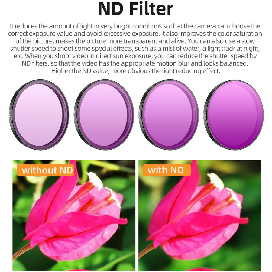 DJI Osmo Action 6 Filter-Kit aus optischem Glas mit UV, CPL, ND8, ND16, ND32 und ND64 Filtern - Bild 3