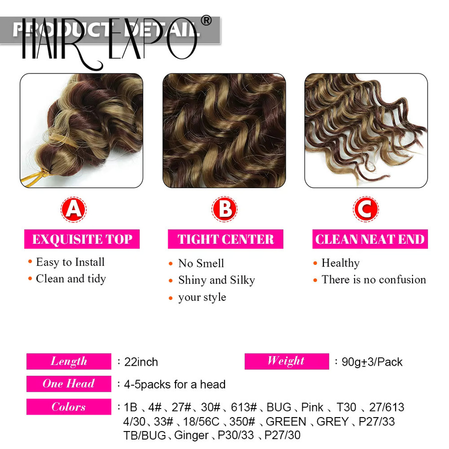 Hair Expo City Deep Wave Twist Crochet Hair, synthetisch, Ombre, Damen - Bild 5