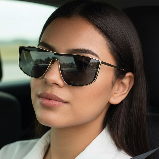 Sonnenbrille Aviator, Metall, Vollrand, Schwarz - Bild 1