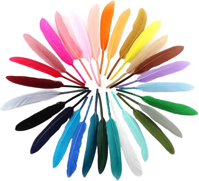 50 Stück natürliche Gänsefedern in bunt und Lila für Bastelarbeiten, Tischdekoration und DIY-Projekte - Bild 1
