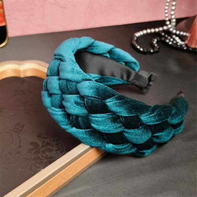 Haarreifen Samt, geflochten, blue, Damen, 5,5-6 cm Breite - Bild 1